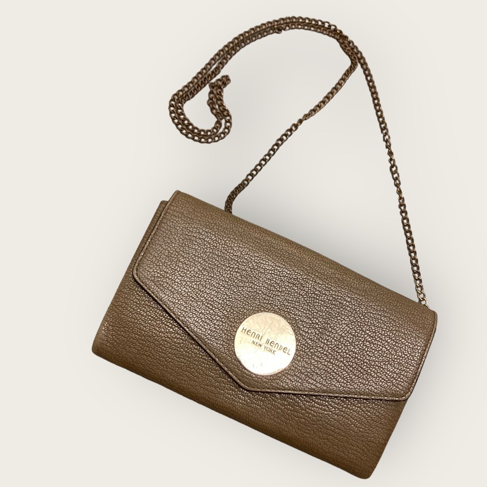 henri bendel Brown Leather Chain Crossbody Bag